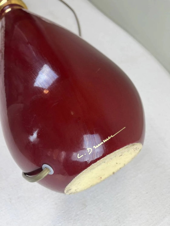Grande lampada vintage in ceramica rossa firmata Drimmer – paralume pl – Lampade da tavolo, Porcelain, Metal (photo 19 of 21)