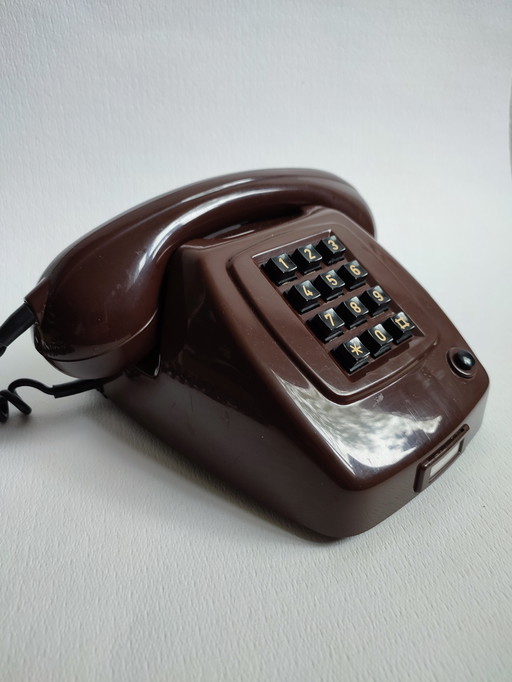 Telefoon PTT Bruin Mocca Vintage Retro Druktoets '70 Seventies
