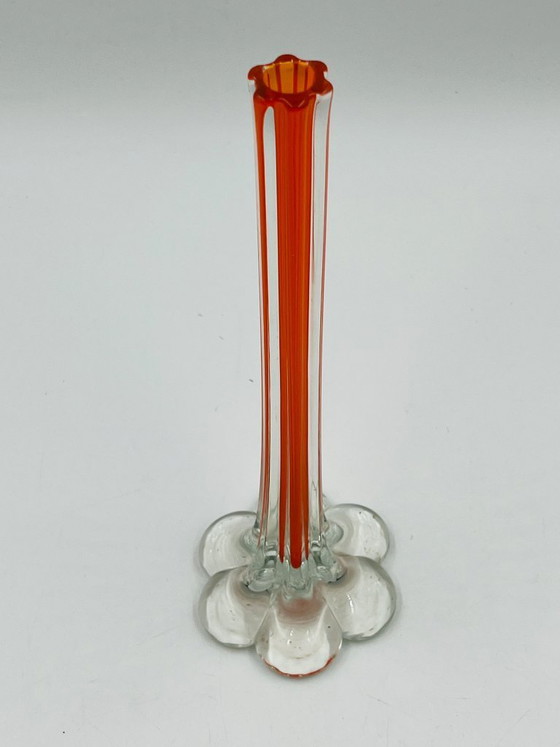 Image 1 of Vintage Murano-style blown orange glass soliflore