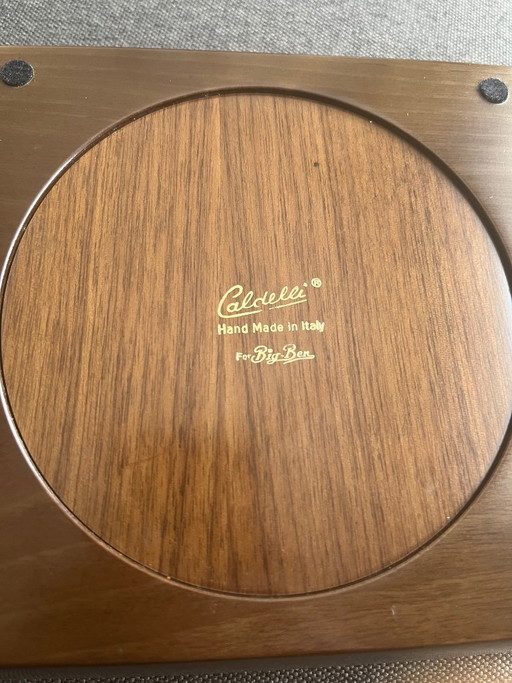 Vintage Caldelli asbak van hout en kristal, hand made