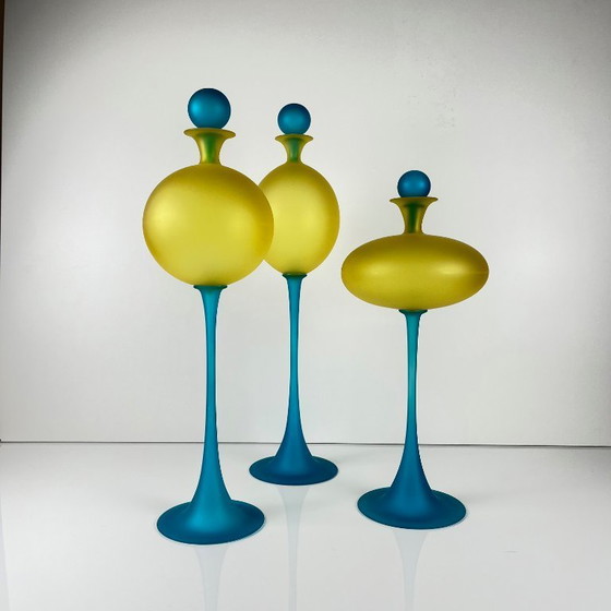 Image 1 of Set di 3 vasi scultorei in vetro di Murano di Cesare Toffolo, Italia, anni '90