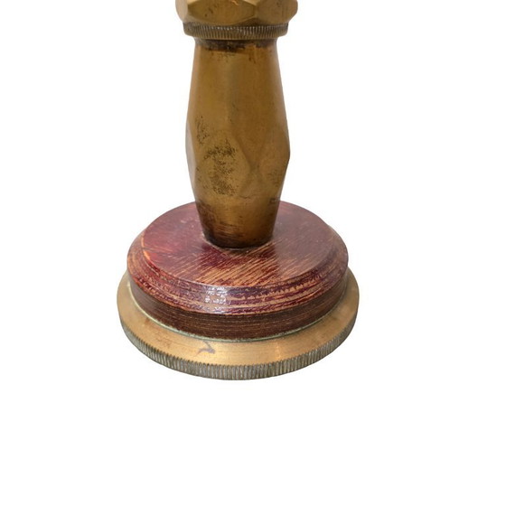 Image 1 of Messinglampe aus der Mitte des 20. Jahrhunderts mit tulpenförmigem Schirm