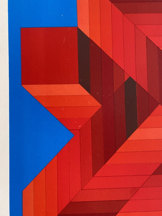 Image 1 of Lithografie van Vasarely, gesigneerd en genummerd.