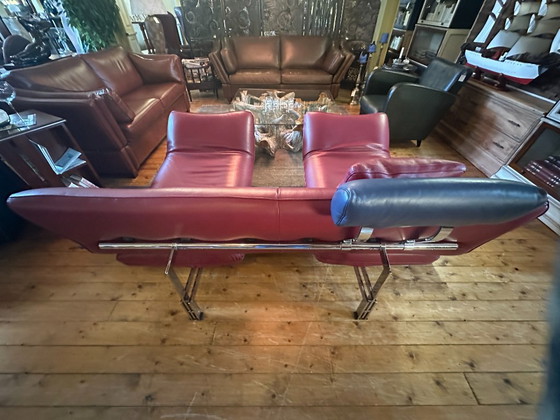 De Sede design sofa DS 140, De Sede DS140, 2 seaters, Leather, Metal, Red, Modern (photo 9 of 15)