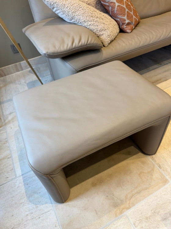 Salon Jori Linea + poef, 3-5 zitsbanken, Leer, Beige (foto 6 van 6)
