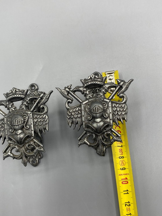 2 gordijnophangers met heraldisch riddermotief – Zilverkleurig metaal – Decoratieve objecten (photo 6 of 8)