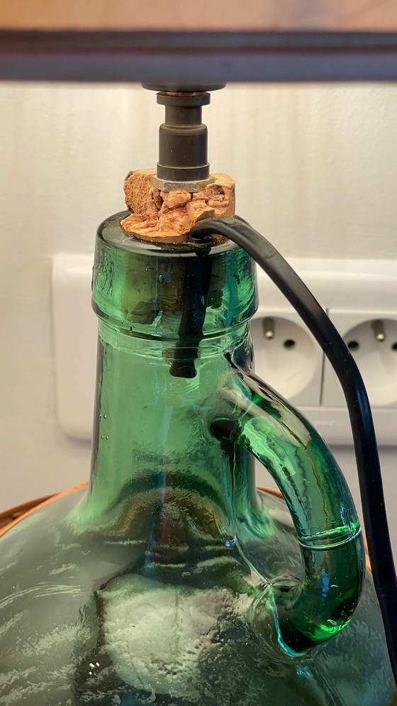 Image 1 of Lampe Dame Jeanne Verte Rotin Viresa Vintage