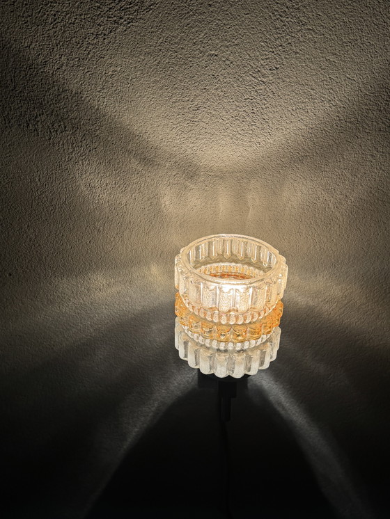 Image 1 of Vintage wall lamp with glass and wood