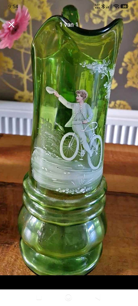 Caraffa antica vittoriana Mary Gregory - 32 cm. – Arte in vetro, Glass (photo 7 of 11)