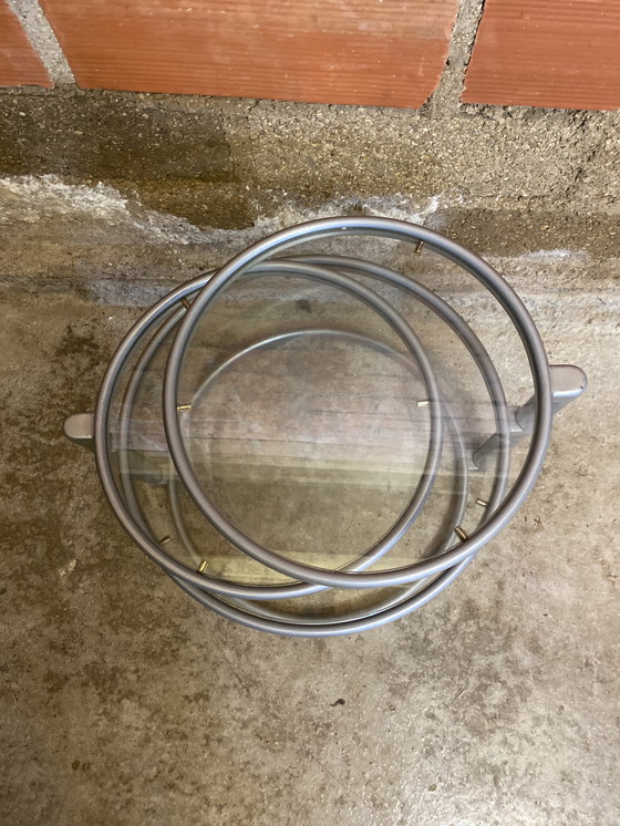 Image 1 of Tavolo Basse LEITMOTIV Métal Gris + 3 Plateaux Verre Années 70 Vintage #D370