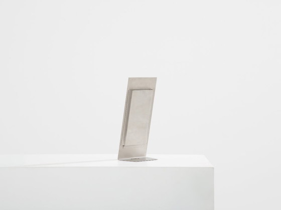 Image 1 of Gabriella Crespi voor Christian Dior geborstelde stalen kaptafelspiegel 1970