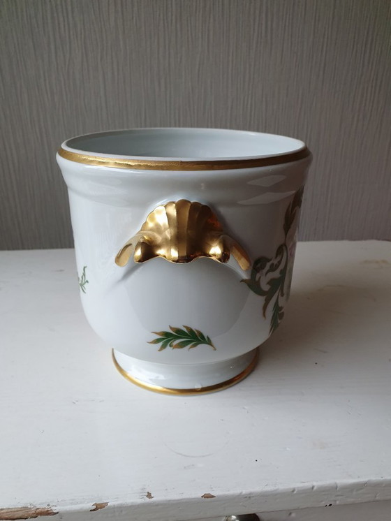 Image 1 of Cache-pot/rafraîchisseur à vin en porcelaine de Limoges, peint à la main - circa 1920-1950