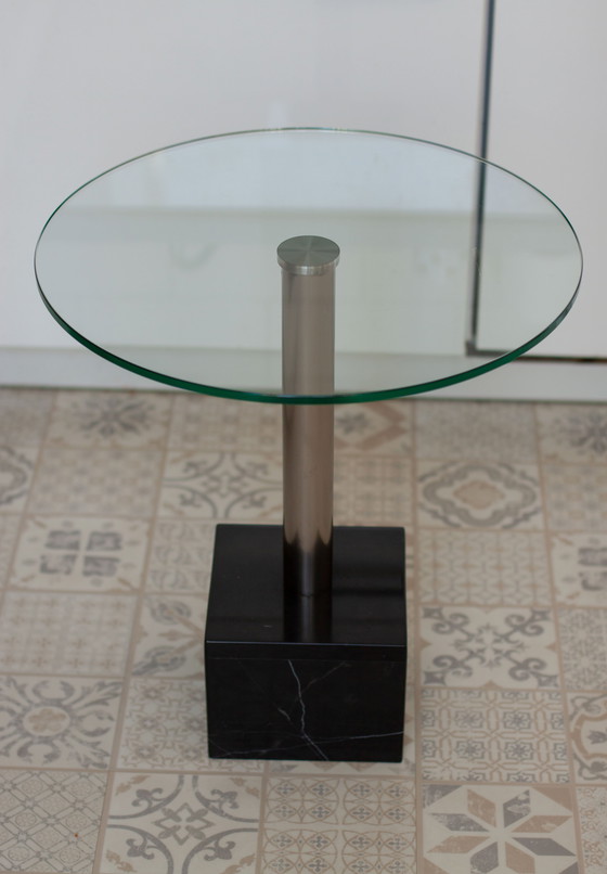 Image 1 of Schwarzer Marmorsockeltisch, 1980er Jahre