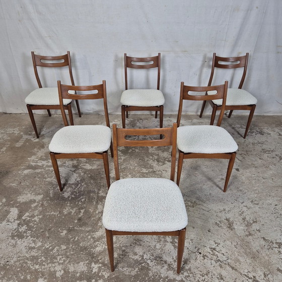 Image 1 of 6 vintage Danish design dining chairs 1960s-70s Bouclé
