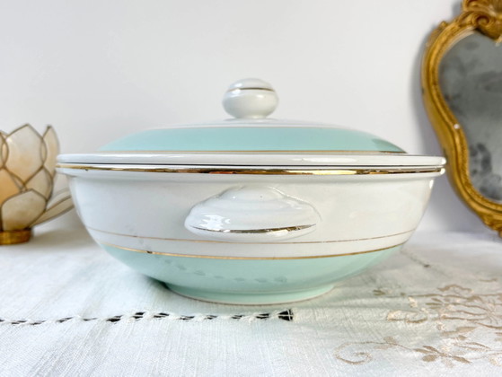 Soupière Vintage Porcelaine Blanche Verte LUNEVILLE EPINAY France Années 50 – Vaisselle (photo 3 of 10)