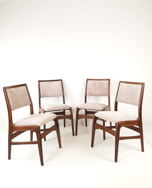 4 vintage teak chairs dining table pink new upholstered