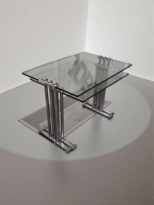 Tavolino da caffè in vetro cromato, set da 2 pezzi Vintage Space Age