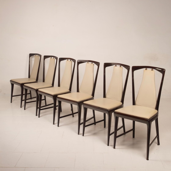 Osvaldo Borsani Sedie da Pranzo Italiane Mid Century in Mogano Tinto per ABV 1950 – Wood, Mid Century Modern (photo 4 of 20)
