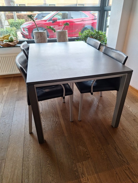 Image 1 of Modern Design Dining Set – Extendable Table with Cobra Leather Chairs – MUST GO!