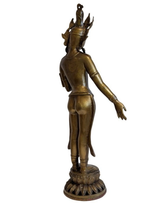 Tara debout monumentale népalaise en bronze doré au feu – XVIIIe/début XIXe siècle - 089 – Sculptures, Gold (photo 5 of 17)
