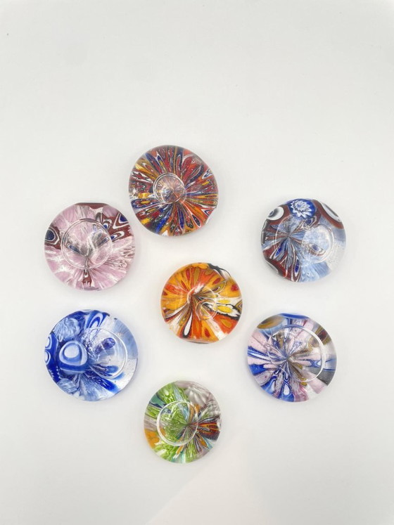 Image 1 of Livio Campanella 7 Briefbeschwerer aus Muranoglas in Millefiori mit Murrine