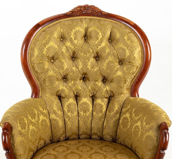 Image 1 of Loungegroep in rococostijl (3-delig) — Bank + 2 fauteuils — Romantische salonset