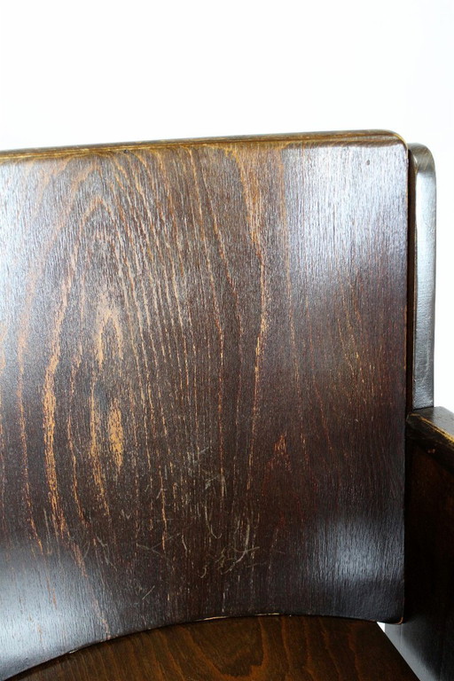 Fauteuil de cinéma vintage Ton (Thonet), tchèque des années 1940, siège de théâtre en bois