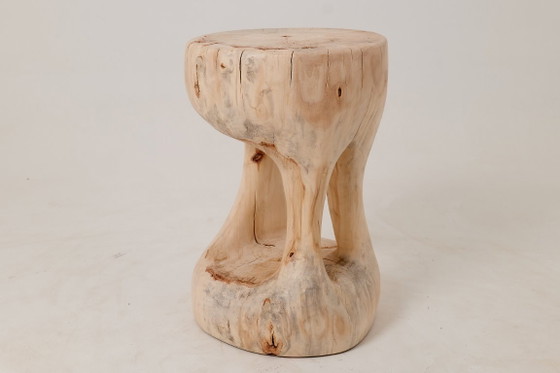 Image 1 of Sculptural Side Table, Stool, Solid Wood, Contemporary Design