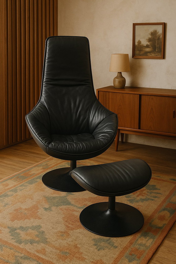 Image 1 of ¡¡¡¡OFERTA DE VERANO!!!! Sillón de diseño de cuero con otomana