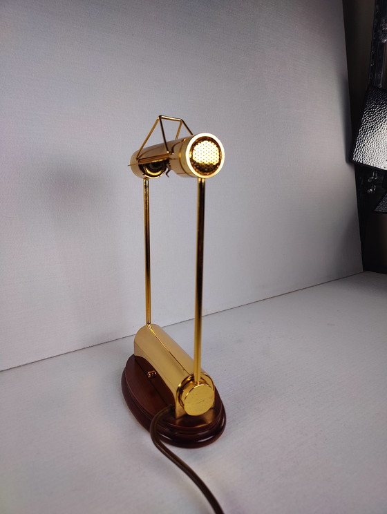 Image 1 of Trapezio banker's lamp by Cattaneo from the 1970s in brass, Italy