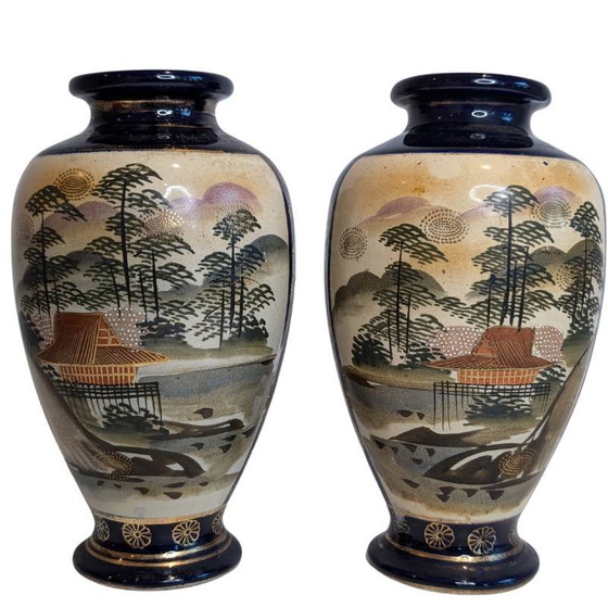 Antike japanische Satsuma Garnitur – Geisha Dekoration (3-teilig) – Lounge-Sets, Ceramic, Gold (photo 2 of 10)