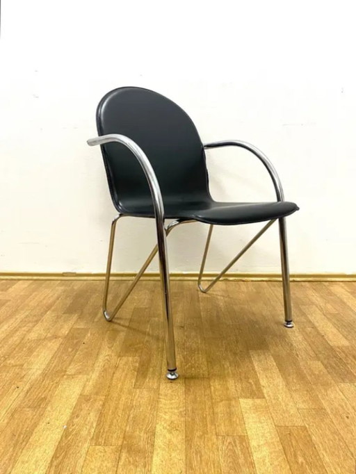 Set van 4 retro stoelen met armleuningen, jaren 80, Tsjechoslowakije