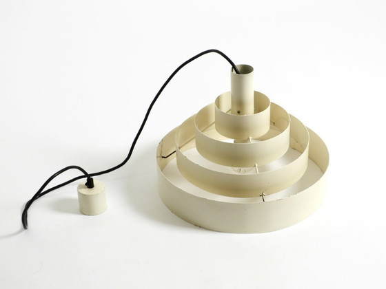 Image 1 of Zware, massief metalen hanglamp met lamellen uit de jaren 60 uit het ruimtetijdperk