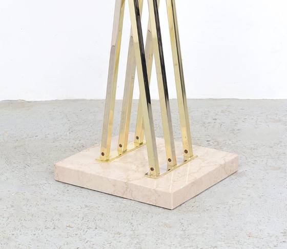 Image 1 of Romeo Rega brass and travertine standing coat rack, 1970s