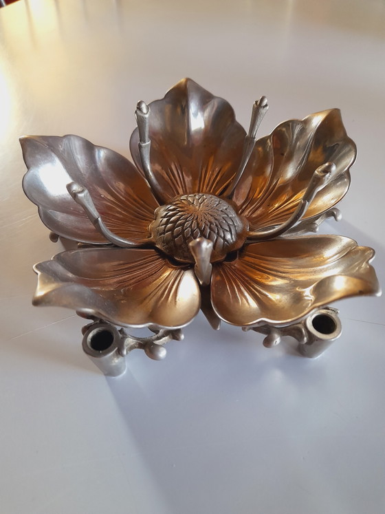 Silver-plated metal flower ashtray, 1970s – Decorative Objects (photo 6 of 7)