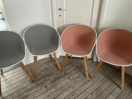 Image 1 of Set of 4 HAY AAC 22 Chairs with FRONT UPHOLSTERY