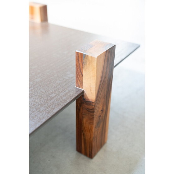 Image 1 of Vintage coffee table in ceramic glass and walnut, Italy 1970