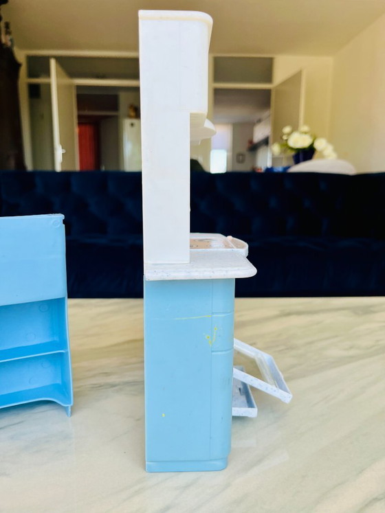 Image 1 of rare blue barbie retro vintage kitchen accessories mattel 1998 doll toys european version
