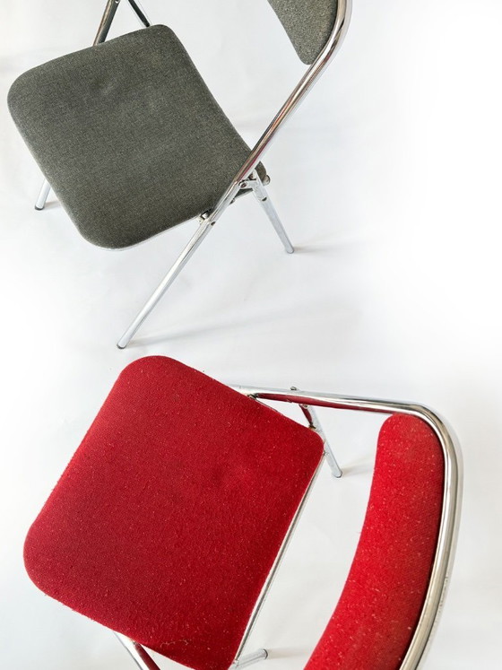 Image 1 of Vintage folding chairs in red & gray