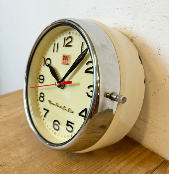 Image 1 of Vintage beige MRC scheepswandklok, jaren 70