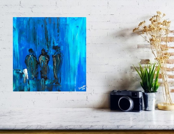 Image 1 of Abstract painting blue