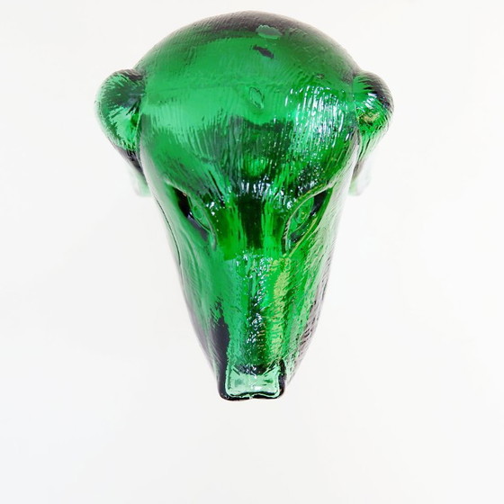 Image 1 of Jarra de cristal verde Empoli con forma de perro salchicha – Italia, década de 1960