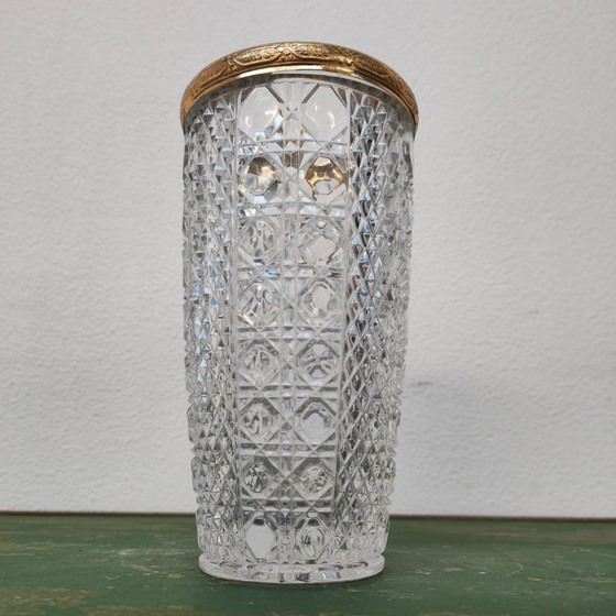 Image 1 of Vaso vintage Regency, vaso per fiori. Cristallo e ottone