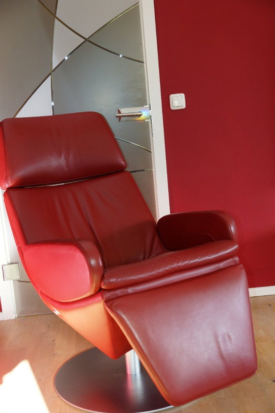 Rolf Benz 590 (L-SE-L) Verstelbare relaxstoel / Functionele fauteuil – Bordeaux Leer – Leather, Metal (photo 3 of 5)