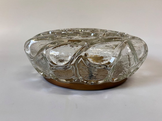 Image 1 of Lampada da soffitto Hillebrand, in vetro chiaro e oro, dell'era spaziale