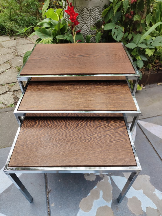 WOW ! Mimiset Pastoe Vintage Original (3 pièces) – Années 1960 / 1970 – Tables d'appoint, Metal, Wood (photo 5 of 6)