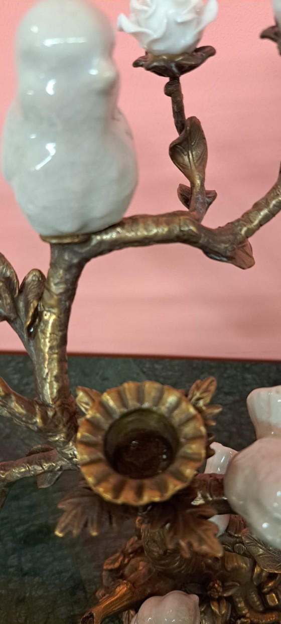 Kerzenleuchter aus Bronze und Porzellan, Dekorative Objekte, Gold (Foto 8 von 9)