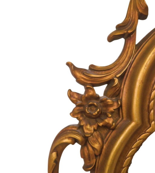 Vintage French Country Syroco Gold Wall Mantel Mirror with Scrolls and Flourishes