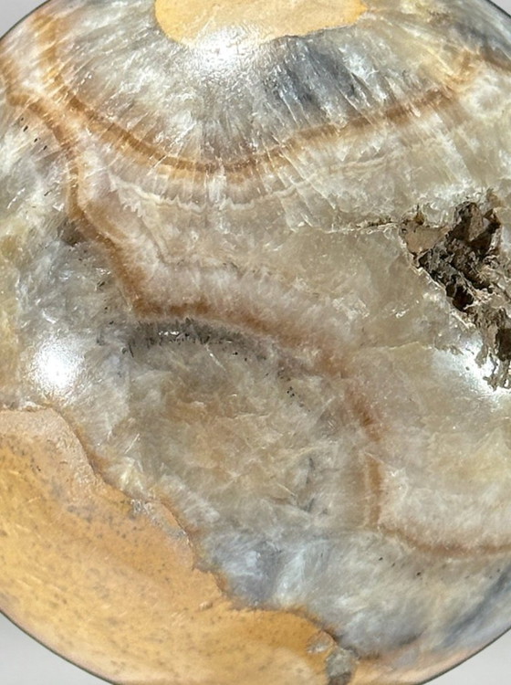 Image 1 of Par de esferas pulidas de jaspe Maligano sobre bases – Composición mineral decorativa contemporánea