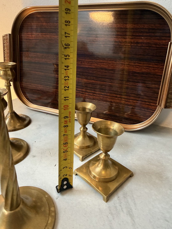 Image 1 of Set di candelieri vintage in ottone – mix – Hollywood Regency